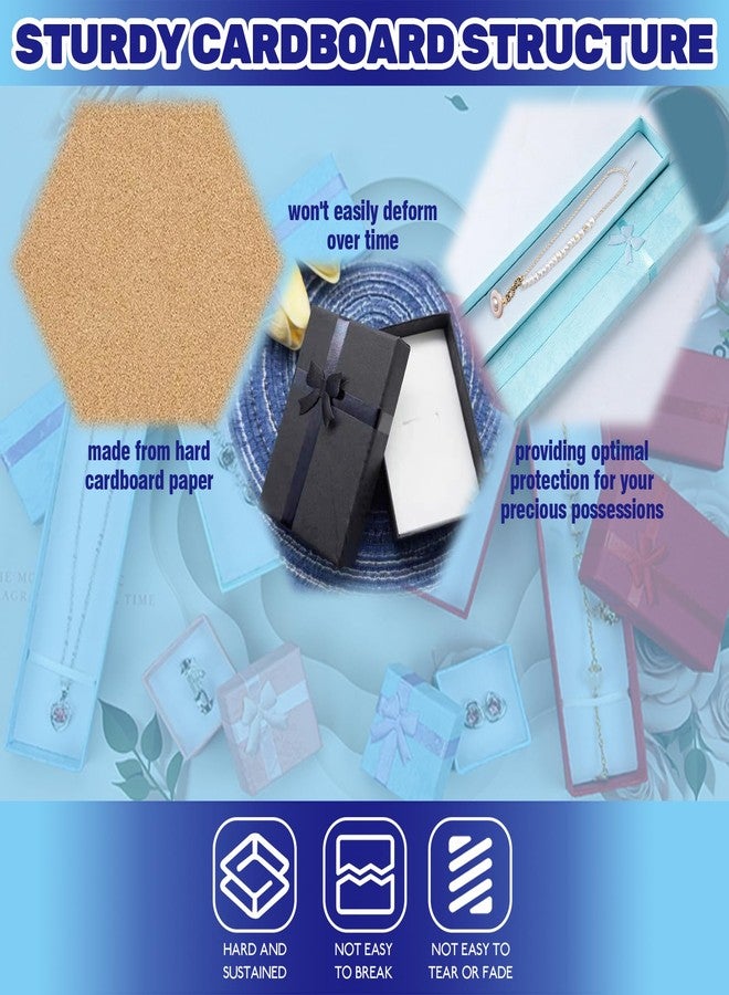 Waltool 21Pcs Empty Jewelry Gift Boxes with Lids Assortment Set, 7.9" x 1.6", 1.57"x1.57", 2”x 3” Cardboard Jewelry Boxes with Bowknot for Necklaces Earrings Bracelets Ring Packaging Displaying - Image 3